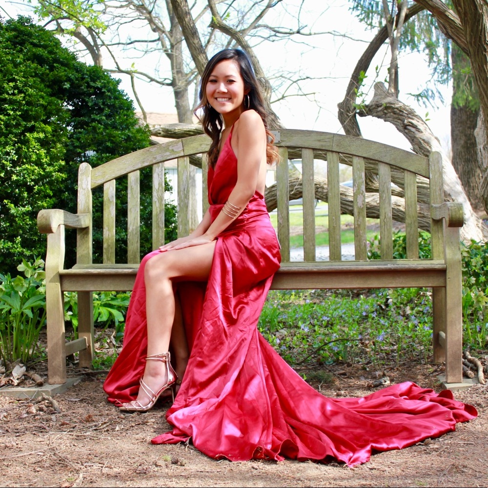 Guinevere Satin Gown Red - Alamour The Label
